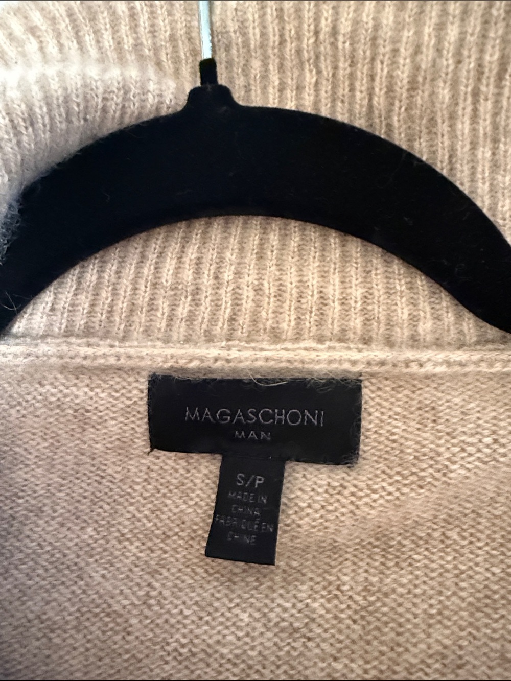 Magaschoni Man Cream Ribbed Crewneck Sweater
